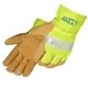 a tan/lime/white safety lime grain pigskin thermo lined driver / work gloves