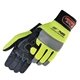 a lime/black/silver premium hi - vis simulated leather reinforced palm mechanic gloves