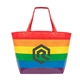 aerial view a rainbow rainbow laminated non - woven tote bag, image 1 of 2