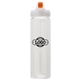 a clear body & orange lid & clear infuser laguna 32 oz pet bottle with flip spout infuser