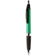 aerial view a forest green pen w/black grip & black ink cubano ballpoint pen with rubber grip, image 1 of 3