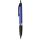 aerial view a dark blue pen w/black grip & black ink cubano ballpoint pen with rubber grip, image 1 of 2