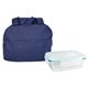 aerial view a blue handy heathered glass lunch set, image 1 of 2
