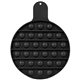 aerial view a black round fiddle popper silicone sensory fidget toy, image 1 of 2