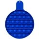 aerial view a blue round fiddle popper silicone sensory fidget toy, image 1 of 2