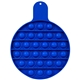 aerial view a blue round fiddle popper silicone sensory fidget toy, image 1 of 2