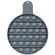 aerial view a gray round fiddle popper silicone sensory fidget toy, image 1 of 2