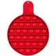 aerial view a red round fiddle popper silicone sensory fidget toy, image 1 of 2