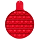 aerial view a red round fiddle popper silicone sensory fidget toy, image 1 of 2