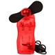 aerial view a translucent red cool portable mini fan, image 1 of 2