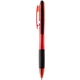 aerial view a red translucent sparkling ballpoint pen, image 1 of 2