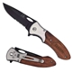 a black/rosewood colored solid wood black blade rosewood color handle pocket knife
