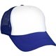 aerial view a blue foam rectangle emblem trucker hat, image 1 of 2