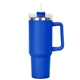 aerial view a blue 40 oz hippo insulated malibu tumbler straw lid with twist closure, image 1 of 2