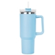 aerial view a light blue 40 oz hippo insulated malibu tumbler straw lid with twist closure, image 1 of 2