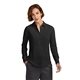 aerial view a deep black brooks brothers(r) womens full - button satin blouse, image 1 of 5