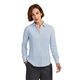 aerial view a heritage blue brooks brothers(r) womens full - button satin blouse, image 1 of 5