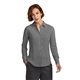 aerial view a shadow grey brooks brothers(r) womens full - button satin blouse, image 1 of 5