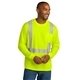 aerial view a safety yellow cornerstone(r) ansi 107 class 2 mesh long sleeve tee, image 1 of 6