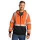 aerial view a safety orange cornerstone(r) ansi 107 class 3 heavy - duty fleece full - zip hoodie, image 1 of 6