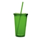 aerial view a green 18 oz plastic double wall acrylic tumbler, image 1 of 2