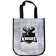 aerial view a heather grey laminated fashion tote bag, image 1 of 3