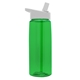 a transparent green bottle & white lid 26 oz flair tritan water bottle with flip straw lid