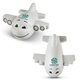 a group of smiling airplane shape stress ball