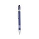 aerial view a metallic blue spin top pen with stylus, image 1 of 3