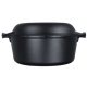aerial view a black lodge(r) 5 qt cast iron double dutch oven, image 1 of 2