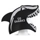 a group of foam shark head novelty hat