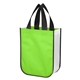 aerial view a lime green laminated fashion tote non - woven shopper tote bag, image 1 of 2