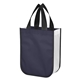 aerial view a navy laminated fashion tote non - woven shopper tote bag, image 1 of 2