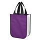 aerial view a purple laminated fashion tote non - woven shopper tote bag, image 1 of 2