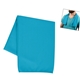 aerial view a light blue recycled polyester rpet cooling sport towel, image 1 of 3