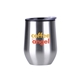 aerial view a silver 12 oz economy stainless steel stemless wine glass with plastic lining, image 1 of 2