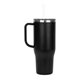aerial view a black perka(r) kempton 40 oz double wall stainless steel tumbler with handle and straw, image 1 of 6
