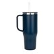 aerial view a navy perka(r) kempton 40 oz double wall stainless steel tumbler with handle and straw, image 1 of 6