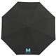 aerial view a black 42 recycled folding auto open umbrella, image 1 of 17