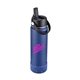 a navy 27 oz navy stainless steel double - walled sport bottle w / screw - top, flip spout, straw screen