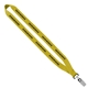 aerial view a yellow 3/4 economy polyester lanyard with sewn silver tone metal bulldog clip, image 1 of 2