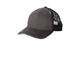 aerial view a grey steel/ black port authority(r) distressed mesh back cap, image 1 of 3