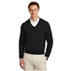 aerial view a deep black brooks brothers(r) cotton stretch v - neck sweater, image 1 of 5