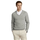 aerial view a light shadow grey heather brooks brothers(r) cotton stretch v - neck sweater, image 1 of 5