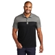 aerial view a deep black/ charcoal heather port authority(r) fine pique blend blocked polo, image 1 of 5