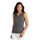 aerial view a quiet shade grey/ black travismathew womens coto performance sleeveless polo, image 1 of 5