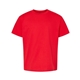 aerial view a red gildan - softstyle(r) youth midweight t - shirt, image 1 of 3