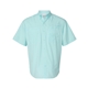 aerial view a aqua blue paragon - mens hatteras performance short sleeve fishing shirt, image 1 of 3