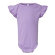 aerial view a lavender rabbit skins - infant flutter sleeve baby rib bodysuit, image 1 of 3