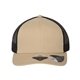 aerial view a khaki/ black atlantis headwear - sustainable trucker cap, image 1 of 3